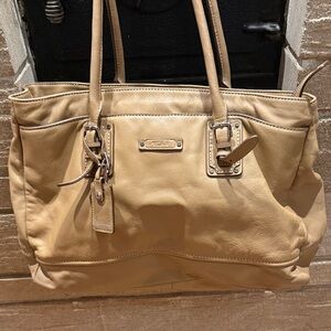 Tumi Beige Leather Tote Bag